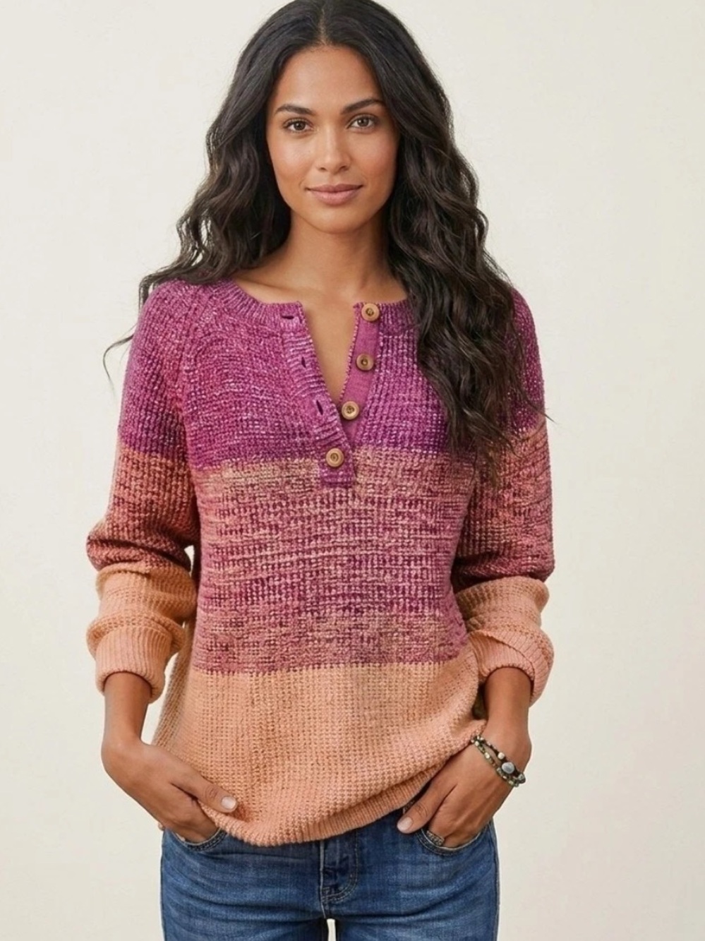 Sundance Ombre chunky Sweater knit in Magenta purple multicolor